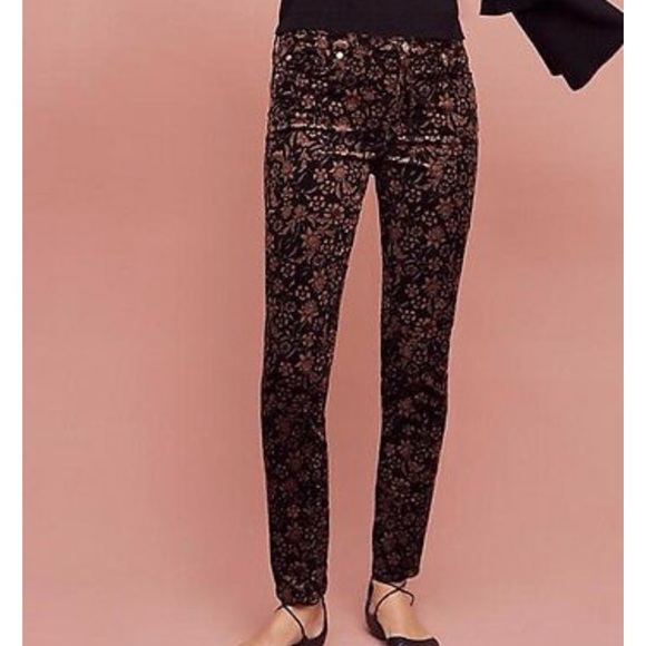 7 For All Mankind Floral Corduroy Jeans - Picture 1 of 7